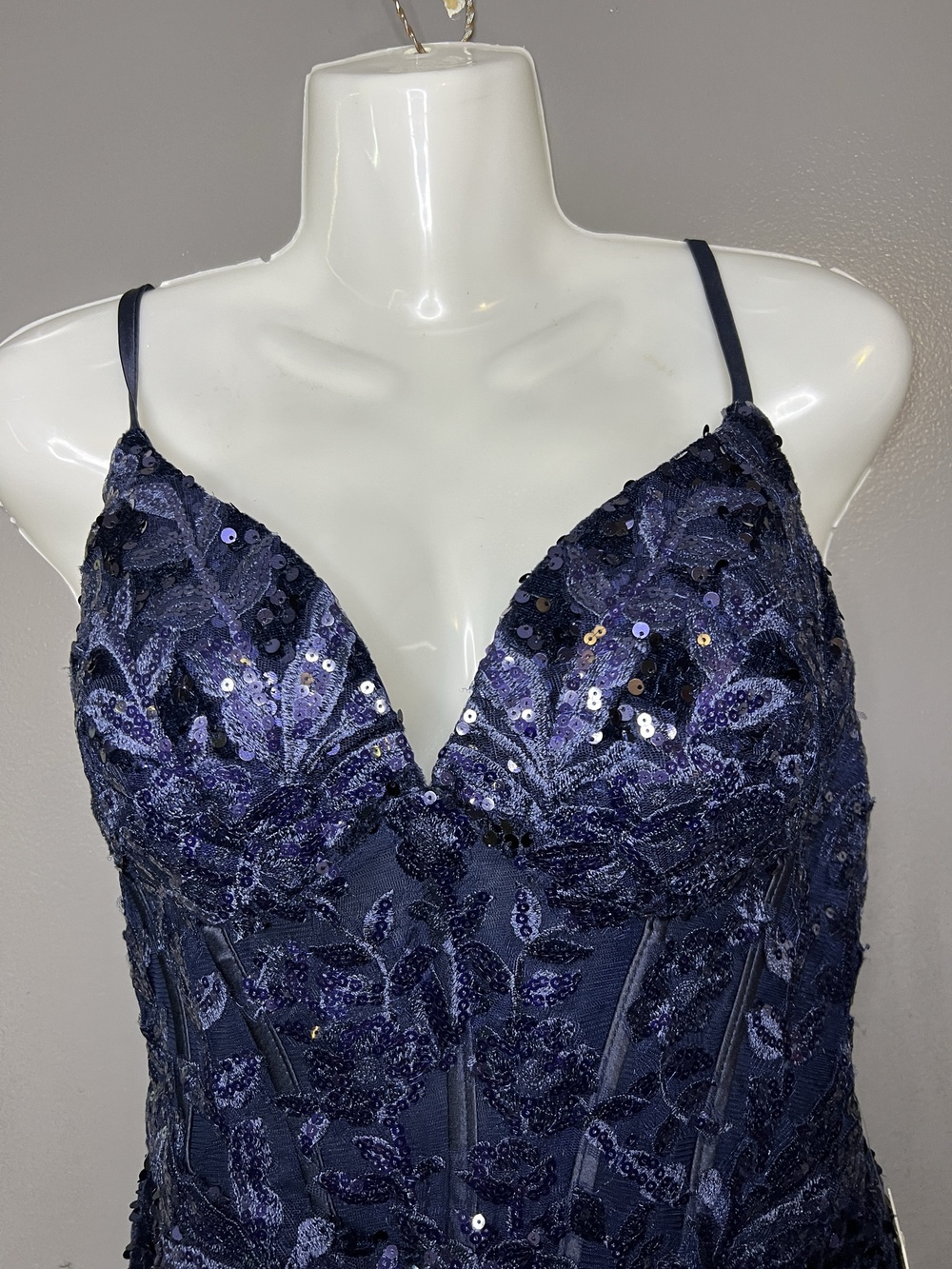 Wear Your Love Dress Womens 8 Blue Sequin Velvet Sweetheart Bodycon Mini Party